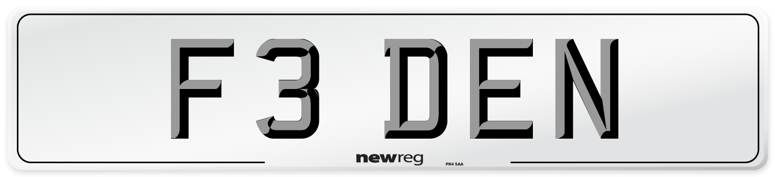F3 DEN Number Plate from New Reg
